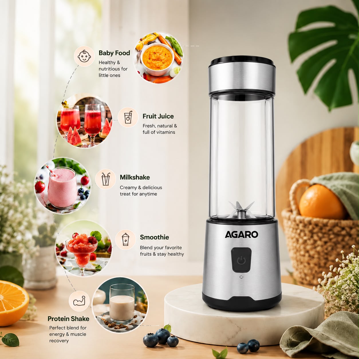 USB rechargeable mini juicer and blender