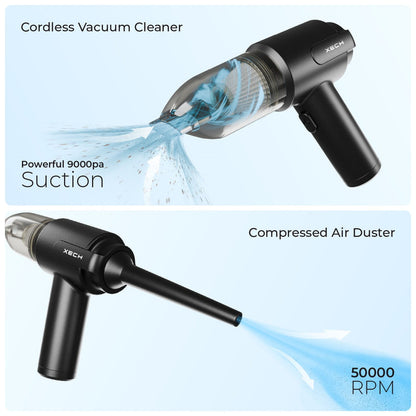 9000Pa Turbo Suction Cleaner | Cordless & Compact Design | Dual Function for Car, Home, office & More